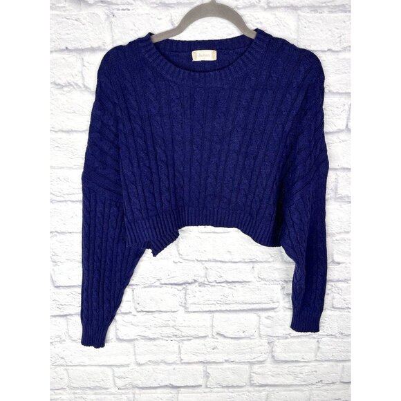 ALTAR'D STATE Women's Navy Cable Knit Crop Sweater Small - Picture 1 of 5